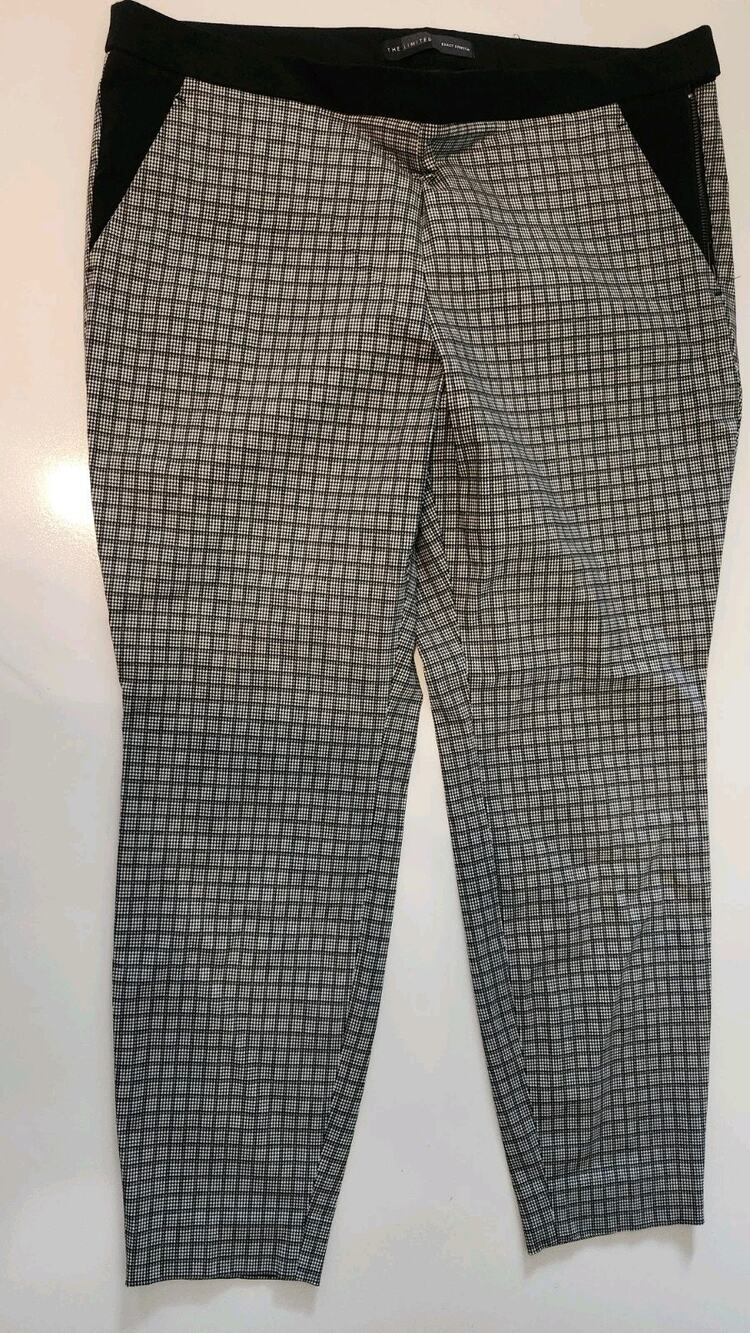 The Limited Exact Stretch Black White Plaid Dress Pants Womens Size 16 #437